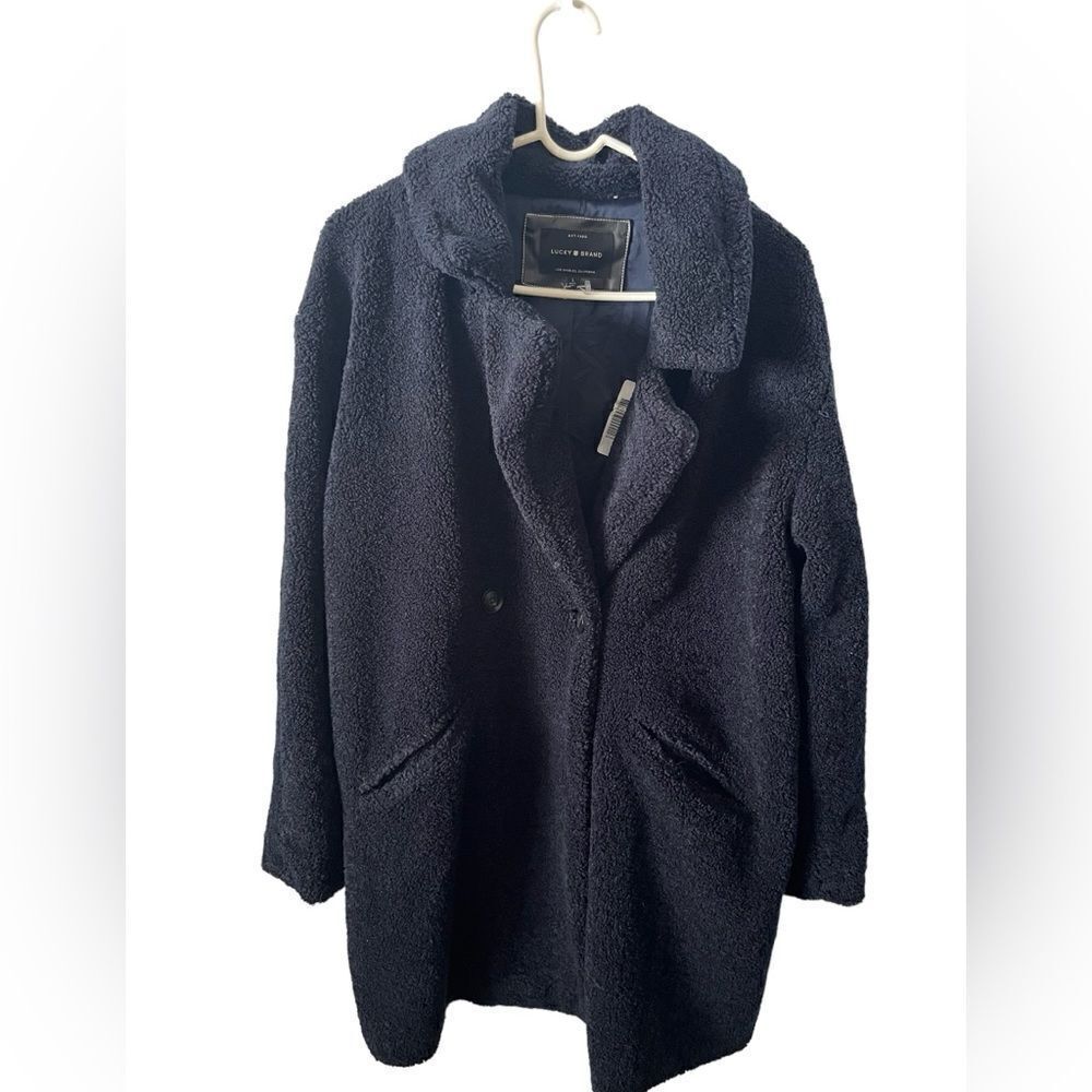 Lucky Brand Blue Front Pockets Long Sleeve Notch Lapel Coat Size Large